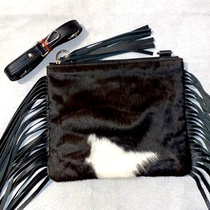New Handmade 100% Real Cowhide Leather Crossbody Purse Handbag Hair On